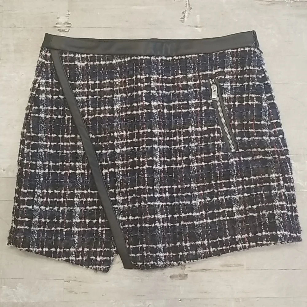 💕ZARA WOMAN💕 Plaid Boucle Tweed Faux Wrap Skirt
